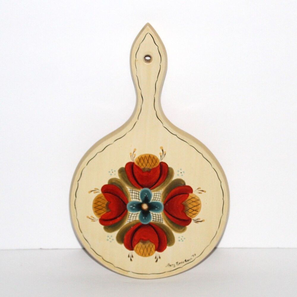 Vintage Norway Cutting Board Mars Erickson 1973 Scandinavia Rosemaling floral